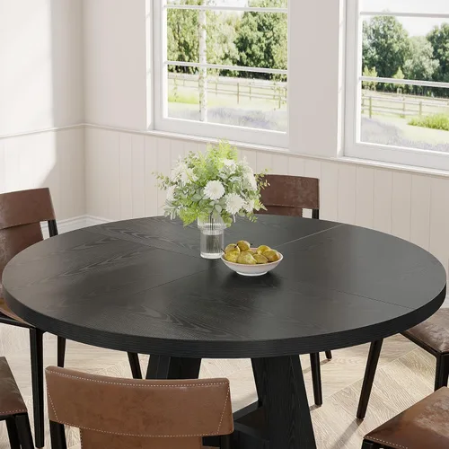 Miniatura 4 de Tribesigns Mesa de Comedor Redonda de 47 Pulgadas Mesa de Cocina de Madera para Comedor, Mesas de Dinner Room de 47" para 4-6, Muebles de Acento