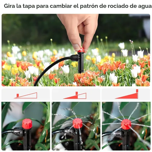 Miniatura 4 de Emisores de riego por goteo para tubos de riego por goteo de 1/4 de pulgada, goteros de flujo de agua ajustables de 360 grados en estaca de flecha