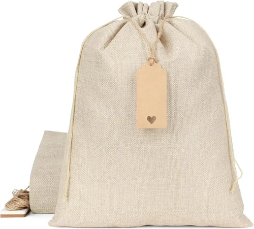 Miniatura 10 de Tapleap Bolsas de arpillera con cordón – 10 bolsas de recuerdo originales de 12 x 16 pulgadas para envolver regalos, panes, vino, para graduación
