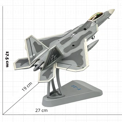 Miniatura 2 de F-22 Raptor Diecast Metal Plane 1/72 Escala, modelo de pantalla de caza gris