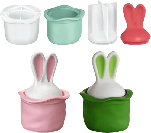 Miniatura 10 de Molde de silicona para tarro de vela de huevo de conejo de Pascua, molde de resina de huevo de conejo 3D para velas, taza de almacenamiento