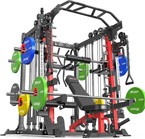 Miniatura 14 de Rack Multiusos para Sentadillas, Conjunto de Rack de Pesas Smith Machine con Sistema de Crossover de Cables, Racks de Potencia para Gimnasio en L04