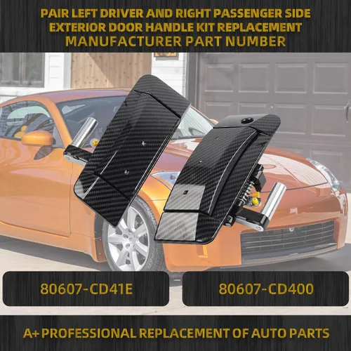 Miniatura 2 de Dasbecan 1 par de manijas de puerta exterior para el lado izquierdo del conductor y del lado derecho del pasajero, compatible con Nissan 350Z Fibra
