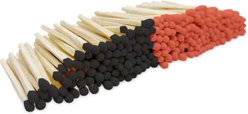 Miniatura 10 de Fósforos naranja y negro de 4 pulgadas y fantasma de Halloween + calcomanías de Striker incluidas. 100 coincidencias decorativas de seguridad con un