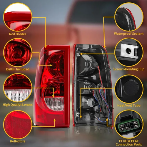 Miniatura 4 de Conjunto de luces traseras compatibles con Chevy Silverado 1500 2500 3500 de 2003 2004 2005 2006, lámparas de freno traseras de repuesto