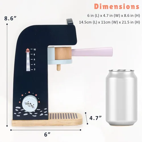 Miniatura 3 de PairPear Juego de simulación de cafetera de madera, máquina de espresso polar de 13 piezas con comida de juguete para niños, juguetes de madera