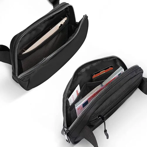 Miniatura 12 de Cangurera cruzada para mujer, mini bolsa para cinturón de 1 litro con correa ajustable de 32 a 51 pulgadas, bolsa de cintura pequeña para viajes