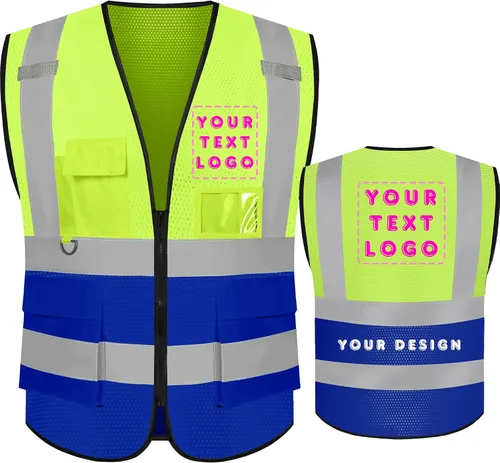 Chaleco de seguridad con logotipo personalizado de alta visibilidad chaleco reflectante Ansi 5 bolsillos clase 2 Hi Vis seguridad construcción ropa