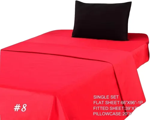 Miniatura 9 de Tache - Juego de sábanas de 4 piezas de algodón suave, fresco y transpirable, color rojo brillante y negro, tamaño King Negro y rojo
