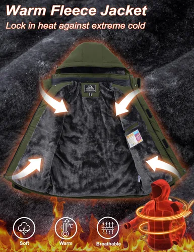 Miniatura 3 de MAGCOMSEN - Abrigos de invierno para hombre, impermeables, con forro polar, parka, con capucha, para esquiar, senderismo, trabajo