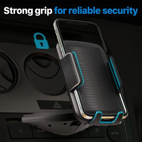 Miniatura 3 de Bestrix Soporte de teléfono celular para automóvil, ranura para CD, soporte de teléfono para automóvil, manos libres con agarre fuerte, universal