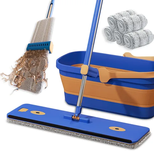 Miniatura 8 de Mopa plana autoescurrible de microfibra de 16.5", mopas húmedas y secas para limpiar pisos, con mango largo de 55" para limpiador de paredes