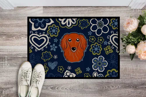 Miniatura 2 de Caroline's Treasures BB5065MAT - Felpudo de pelo largo con diseño de flores azules, de pelo largo, color rojo, 18 x 27 pulgadas, tapete para puerta