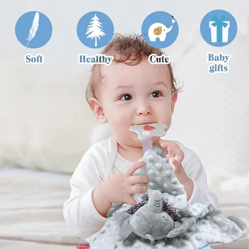 Miniatura 6 de Paquete de 2 mamelucos de elefante para bebés, mantas de seguridad suaves y cómodas para bebés, juego de regalos para bebés para niños y niñas