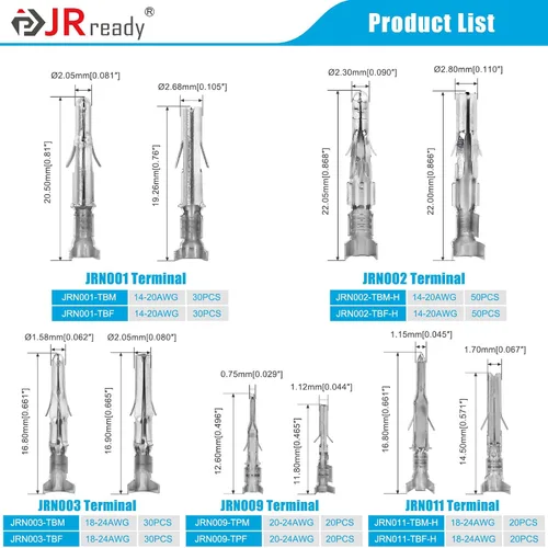 Miniatura 2 de JRready ST6527 Kit de terminales de pines de 150 pares 093" 062" Mini-Fit Jr. MLX Micro-Fit Terminales eléctricos automotrices Conectores de pines