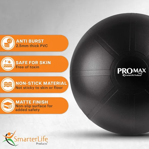 Miniatura 3 de SmarterLife PRO MAX - Pelota de entrenamiento para fitness, yoga, equilibrio, estabilidad o parto para embarazo y parto, ideal como silla de pelota