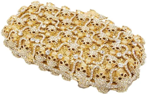 Miniatura 5 de Boutique De FGG Bolso de mano de cristal de calavera para mujer, bolso de mano de noche con diamantes de imitación, para fiesta, graduación