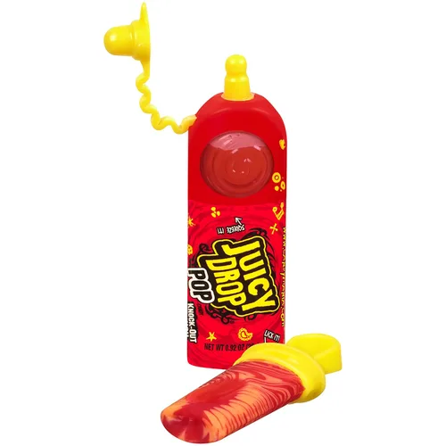 Miniatura 5 de Juicy Drop Paletas de caramelo ácido, 9 unidades de paletas dulces con gel agrio en varios sabores afrutados, tamaño completo, paquete variado