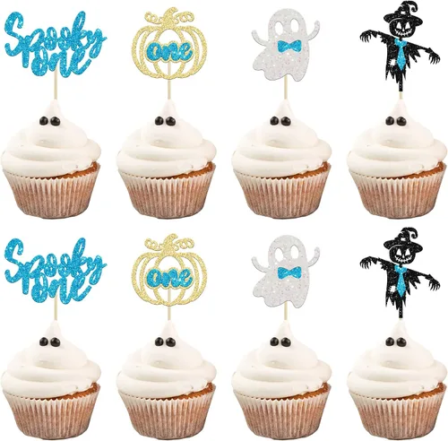 Miniatura 18 de Gyufise 24 adornos para cupcakes de Halloween con calabaza, fantasma, purpurina negra, decoraciones para cupcakes para niños, decoración de fiesta