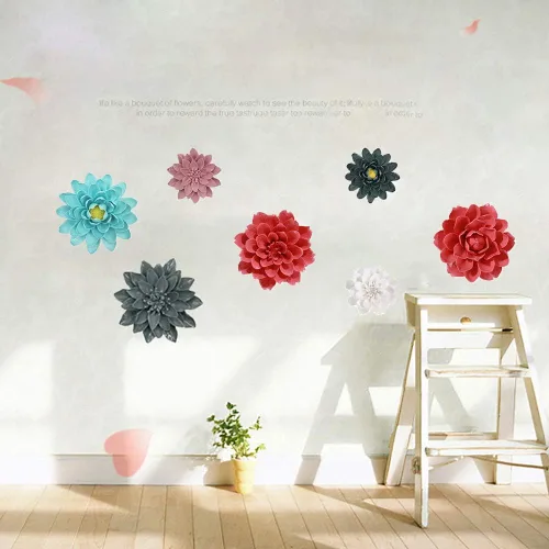 Miniatura 4 de Decoración de pared de hortensias de cerámica 3D para sala de estar, hogar, pasillo, dormitorio, cocina, granja, baño, comedor, blanco, 3.54 pulgadas