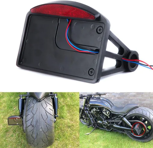Miniatura 12 de Rich Choices - Luces traseras de motocicleta con soporte lateral para matrícula, luces de freno integradas, luz de stop, impermeables, de aluminio