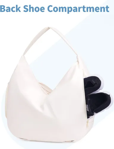 Miniatura 5 de Ceneda Bolsa de gimnasio grande para mujer, bolsa de lona deportiva con soporte oculto para esterilla de yoga y compartimento para zapatos, bolsa