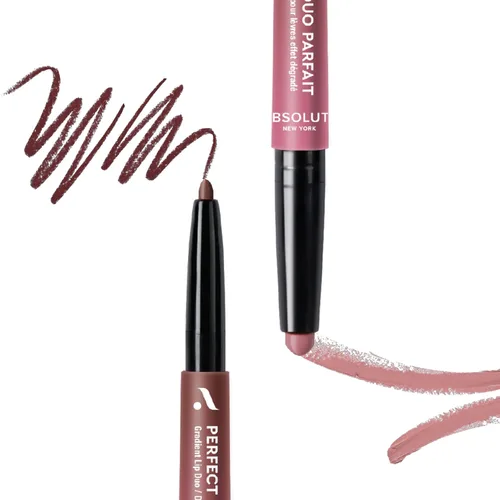 Miniatura 2 de Absolute New York ALD04 Perfect Pair Lip Duo, Labios más llenos y carnosos, Tono más profundo para contornear labios, Lápiz labial satinado y Madera