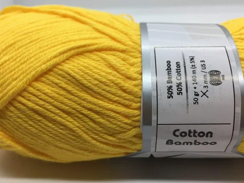 Miniatura 2 de Hilo de bambú de algodón amarillo, 1.76 oz, 153 yardas, peso #2 (deportivo, fino) - #41444