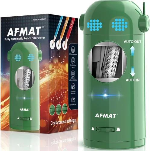 Miniatura 10 de AFMAT - Sacapuntas eléctrico para lápices de colores, sacapuntas completamente automáticos para lápices de 7-11.5 mm, sacapuntas de robot para Azul