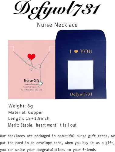 Miniatura 2 de Dcfywl731 Collar de regalo de la semana de enfermeras para mujeres, regalo de agradecimiento de enfermería, regalos de graduación para ella, regalo