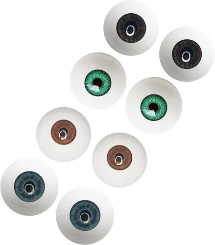 Ojos acrílicos realistas, 4 pares de ojos huecos de plástico de 4 colores, 1.181 in de diámetro, ojos falsos semicirculares para decoración de 4