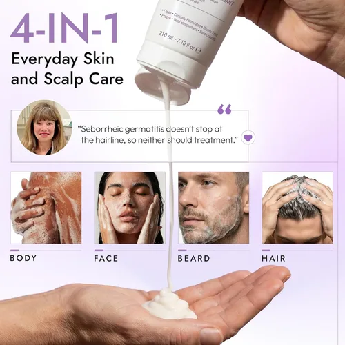 Miniatura 3 de DERMAdoctor - Limpiador de tranquilidad de zinc piritiona al 2%, máxima fuerza OTC para dermatitis seborreica, caspa y enrojecimiento Cara, cuero