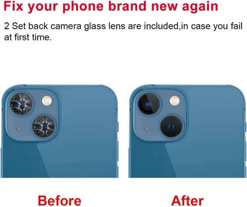 Miniatura 4 de 2 Unidades OEM trasera lente de la cámara trasera reemplazo de cristal para iPhone 13 y iPhone 13 Mini con adhesivo preinstalado y kit de iPhone 13