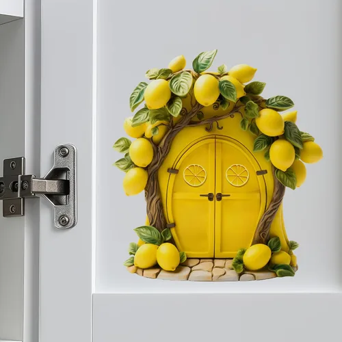 Miniatura 4 de Decoración de cocina de casa de árbol de limón - Adhesivo de pared para puerta
