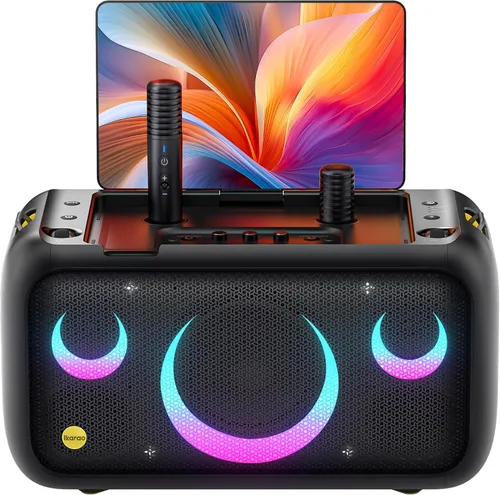 Ikarao Máquina de karaoke para adultos con pantalla de letras, pantalla integrada de 13.3 pulgadas, máquina de karaoke verdaderamente todo en uno