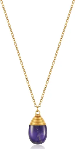 PALBOA Collar con colgante de cristal de lágrima para mujer, delicado oro de 14 quilates, regalo para adolescentes y niñas, piedra curativa