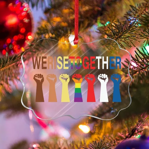 Miniatura 13 de We are All Equal - Adornos de Navidad bisexuales, orgullo arco iris, gay, LGBTQ, decoración de árbol de Navidad, recuerdo, novedad gay, adornos