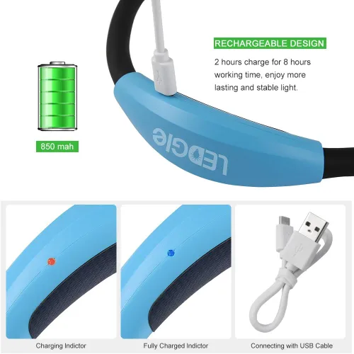 Miniatura 6 de LEDGLE Luz de lectura para el cuello, linternas recargables para el cuello para tejer, 4 bombillas LED + 3 brillo ajustable + brazos de silicona