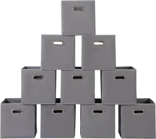 Miniatura 56 de Contenedores de almacenamiento de tela, organizadores de tela con asa, cubos plegables para almacenamiento de tela o accesorios, 11 x 11 x 11 Naranja