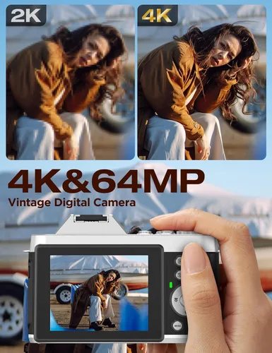 Miniatura 7 de Cámara Digital Retro Vintage 4K: Cámara de 64MP con Pantalla IPS Retro de 3 Pulgadas, Zoom Óptico 6X, WiFi, Enfoque Automático Recargable
