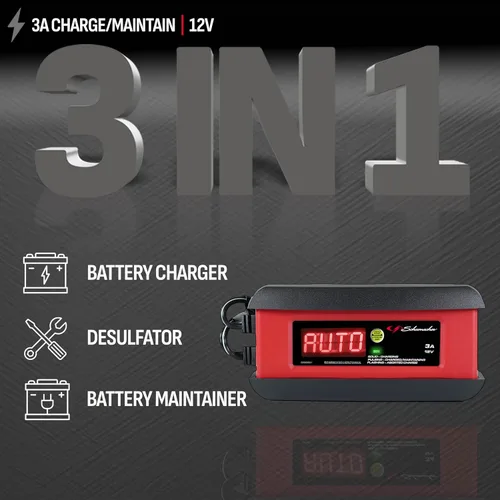 Miniatura 2 de Schumacher Electric Cargador y mantenedor de batería de coche 3A, solución 3 en 1, para baterías de 12V Power Sport, automotriz y marina, SP1297