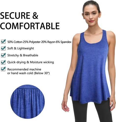 Miniatura 46 de Cestyle - Camiseta sin mangas para mujer, cuello redondo, corte holgado, para entrenamiento