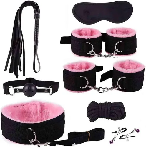 Kit de sujeción para cama de matrimonio, color rosa, para parejas de tamaño bajo King, juegos de cama Queen para mujeres, correas sexuales, barras