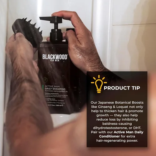Miniatura 6 de BLACKWOOD FOR MEN Active Man Daily Shampoo - Champú espesante y aclarante para cabello o cuero cabelludo normal a graso - Combate la pérdida