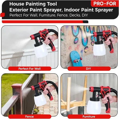 Miniatura 6 de Pulverizador de pintura HVLP estacionario, pistola de pintura eléctrica de 700 W, base de motor remoto y pistola de mano ligera, flujo alto de 33.8