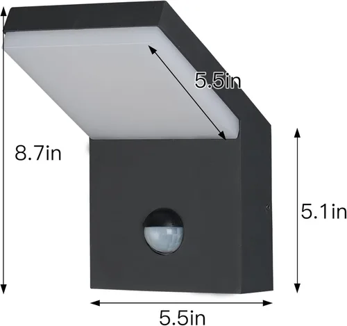 Miniatura 6 de Luces de pared para exteriores con sensor de movimiento, luz LED de porche de 1500 lm con detector PIR ajustable, aplique de pared exterior