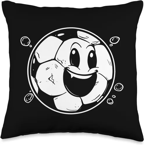 Soccer Ball Cartoon Look Football Throw Pillow