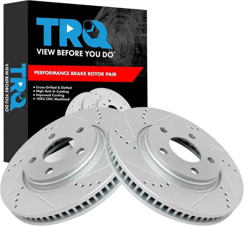 Miniatura 289 de TRQ Juego de rotores de freno de rendimiento trasero con revestimiento G premium compatible con Mazda 6 2014-2021