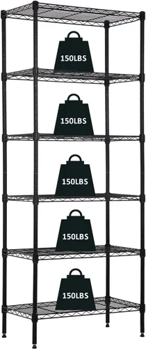 Miniatura 15 de NChanmar Estantería de alambre de 5 niveles, estantes de almacenamiento de 61 x 24 x 14 pulgadas, estante de alambre resistente NSF para el hogar