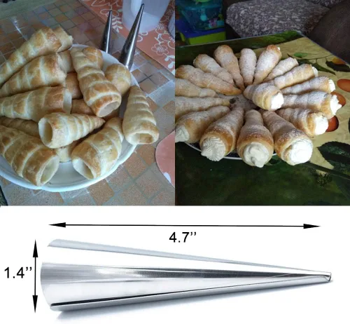 Miniatura 2 de 10 moldes de cuerno de crema para hornear, moldes de cono de croissant de acero inoxidable de 5 pulgadas